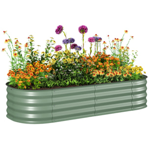 Jardinera Exterior Grande de Acero Galvanizado, Huerto Urbano para Cultivar Plantas, Macetero Exterior con Bordes de Seguridad, Fácil Montaje, Resistente a la Intemperie, 150x62x30 cm, Verde