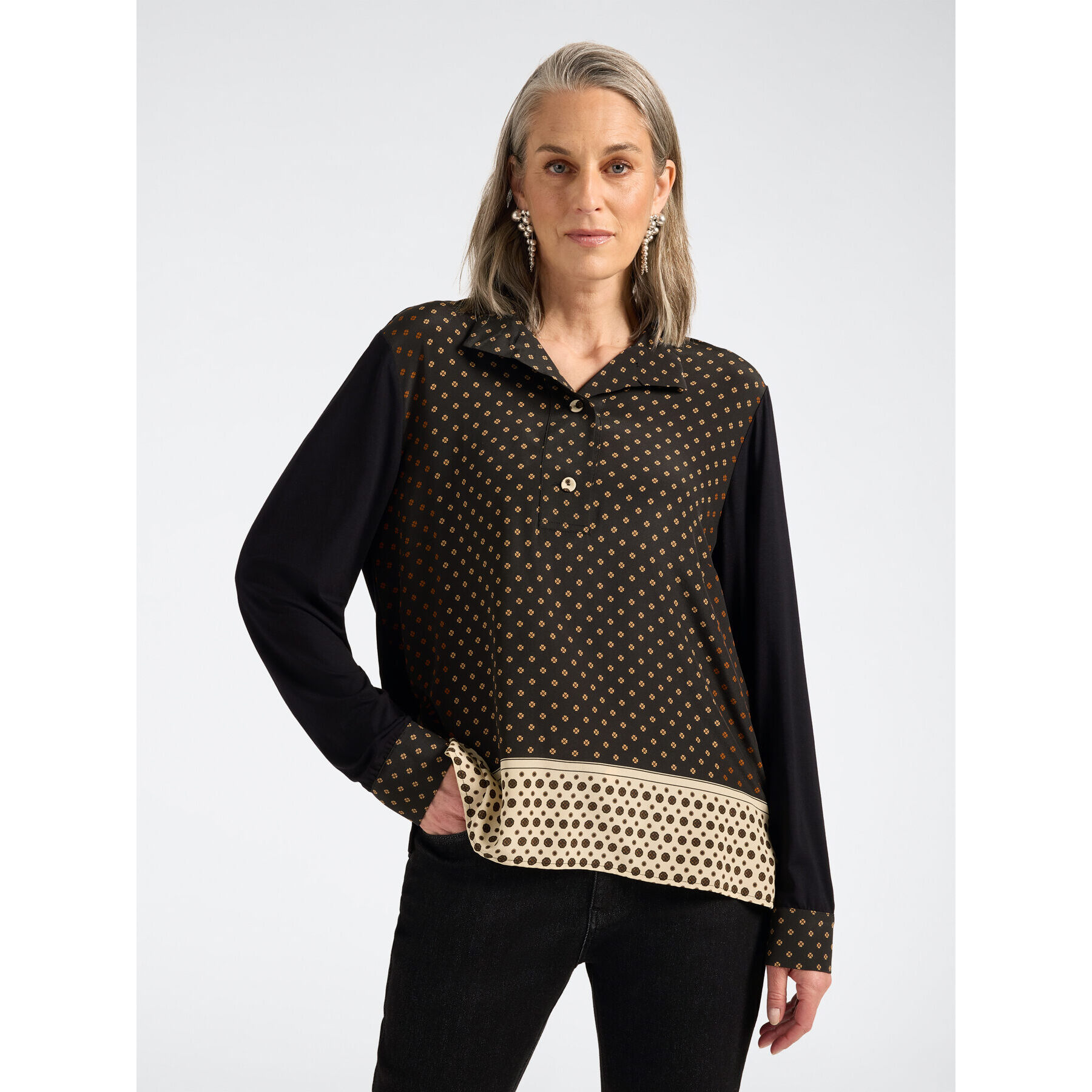 Elena Mirò - T-shirt stampata in viscosa - Nero
