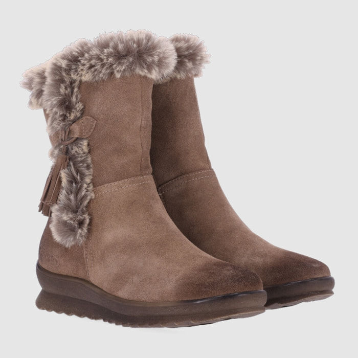 Botines de Serraje - Taupe - Tacón: Bajo