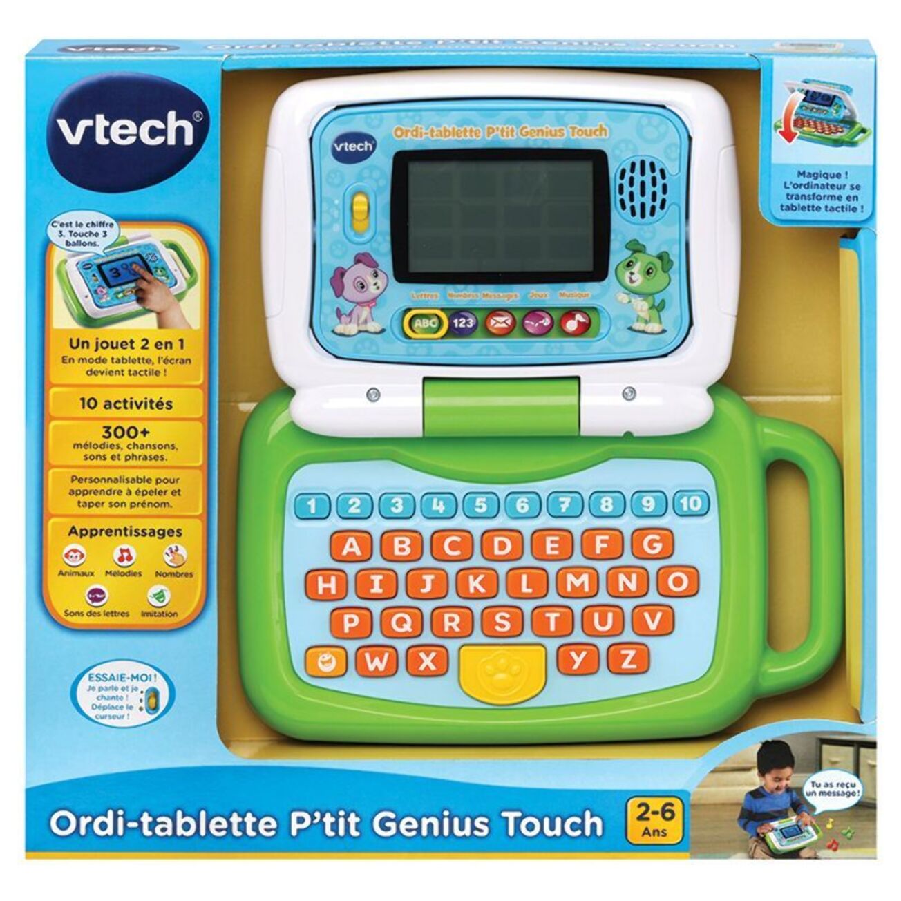 Ordinateur enfant VTECH Ordi-tablette P'tit Genius Touch vert
