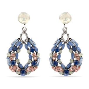 Pendientes con Cristal Multicolor acabado plata
