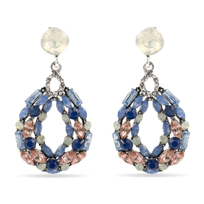 Pendientes con Cristal Multicolor acabado plata