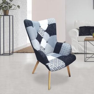 Fauteuil Helsinki Patchwork Noir Et Blanc