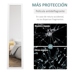 Espejo de Cuerpo Entero 37x155 cm Espejo de Pie Espejo de Pared Forma Rectangular con Marco de Madera Decorativo para Salón Dormitorio Pasillo Blanco