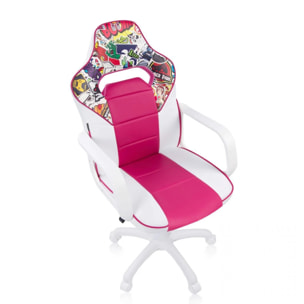 Silla gaming DRW Sticker - Blanco - Rosa DRW