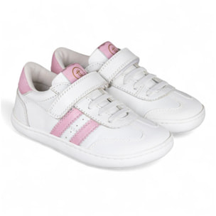DEPORTIVA BAREFOOT CHETTO PIEL CON DOBLE FRANJA ANIMAL BLANCO - PINK