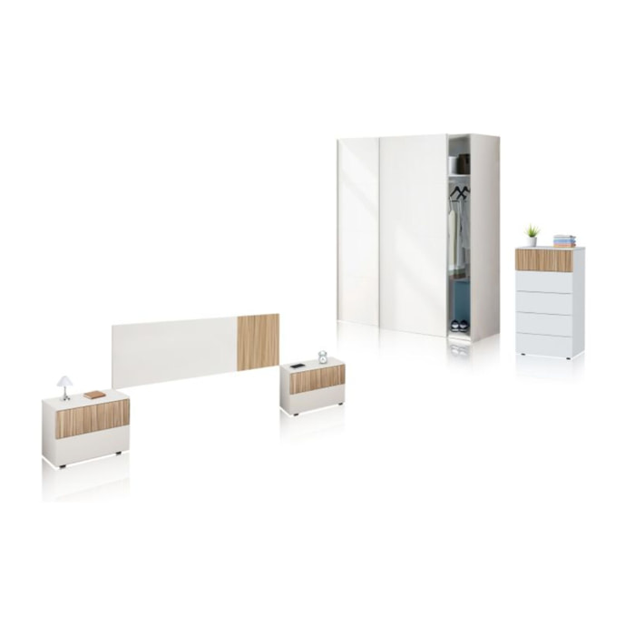 Dormitorio Nitza 5C Plus V1 Blanco Artik (Blanco Mate) - Natur