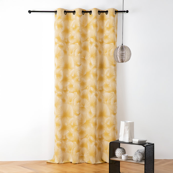 Rideau jacquard motif soleil à oeillets - Jaune