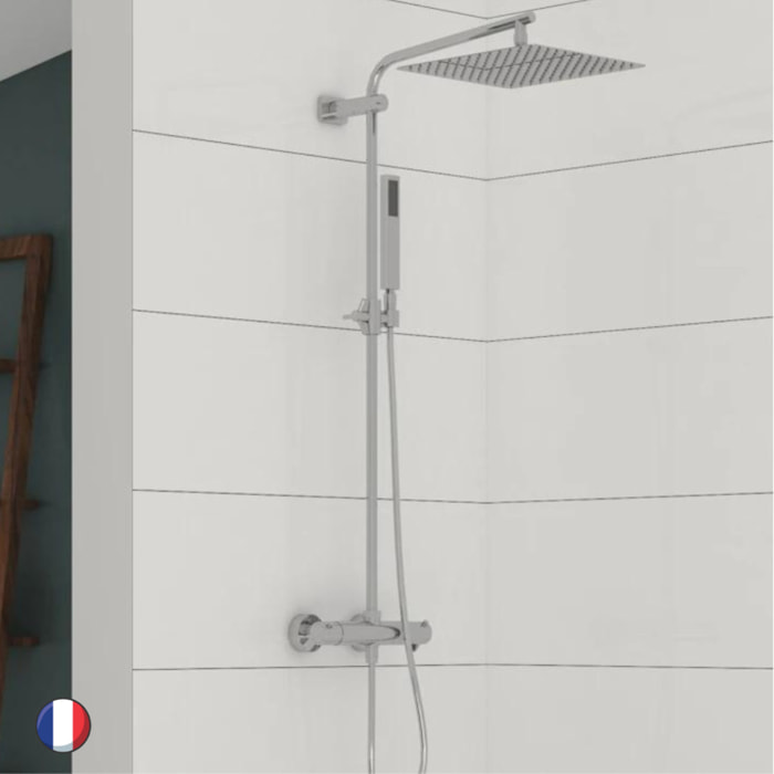 KINEDO Colonne de douche Aquazen chromée carrée thermostatique