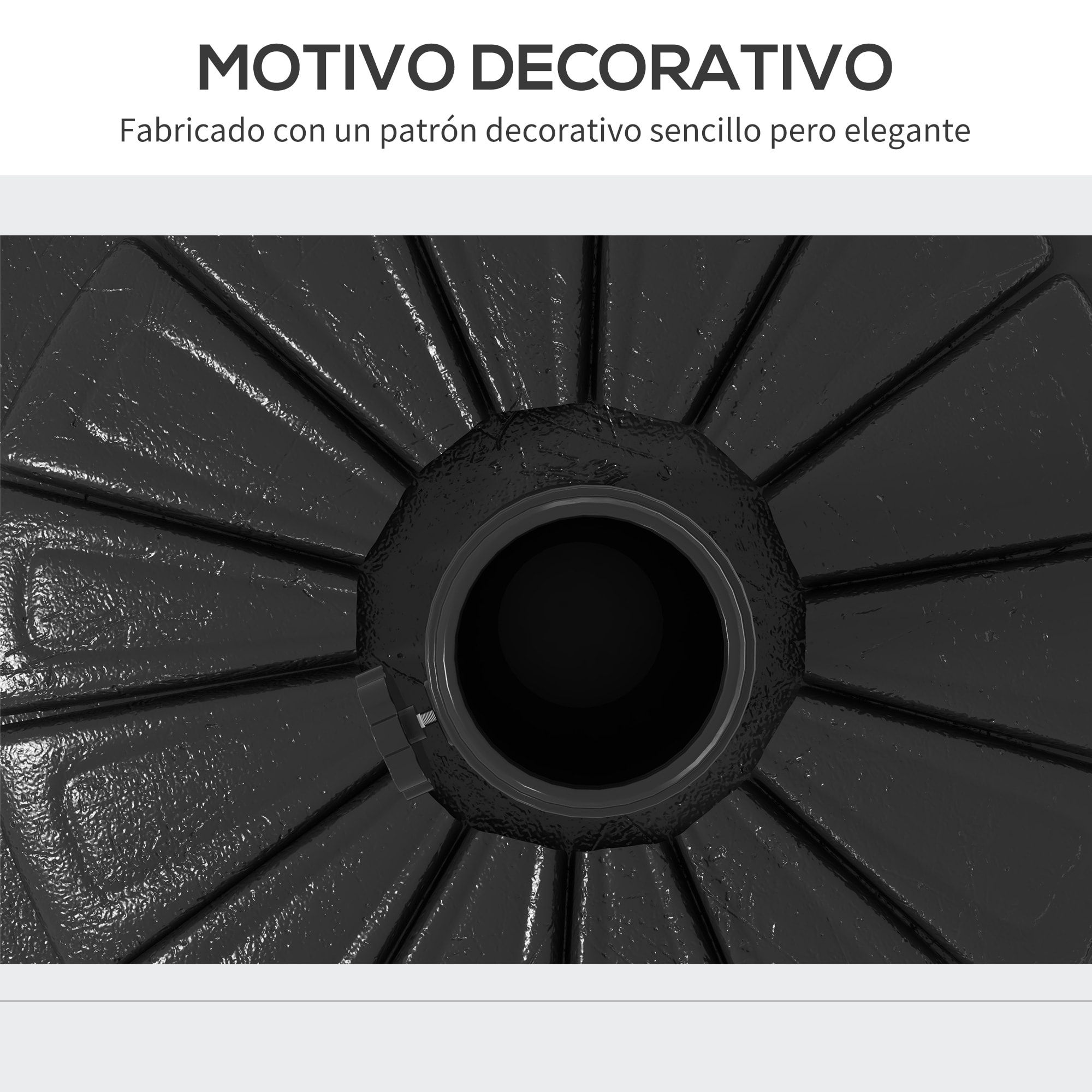 Base de Sombrilla Redondo Soporte para Parasol de HDPE Rellenable de Cemento Peso 13 kg para Poste de Parasol de Ø38/48 mm Ø43x32 cm Negro