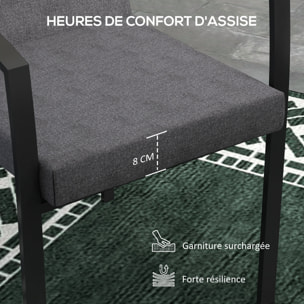 Lot de 2 coussins galettes de chaise de jardin - dim. 112L x 51l x ép. 8 cm - cordons attache - polyester déperlant anthracite