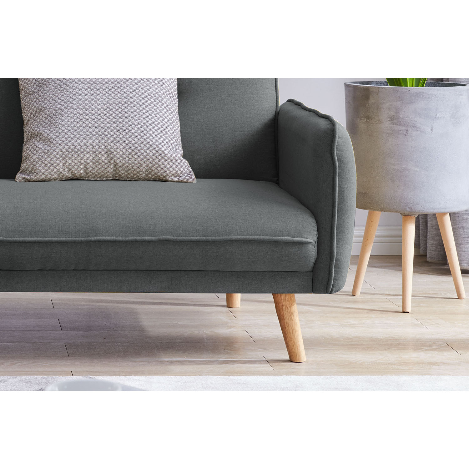 Canapé scandinave convertible 3 places en tissu gris foncé AMBO