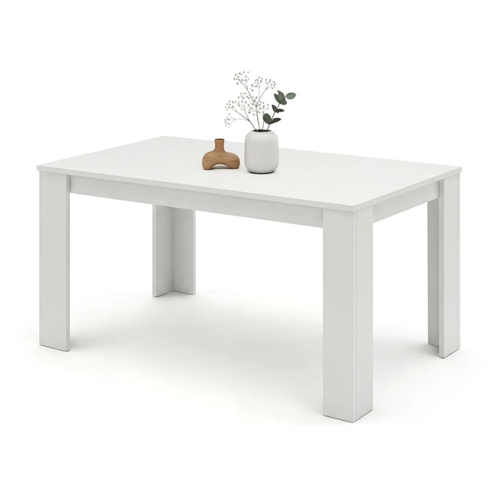 Mesa de comedor fija en blanco artik 140X80 cm Naya Blanco Artik (Blanco Mate)