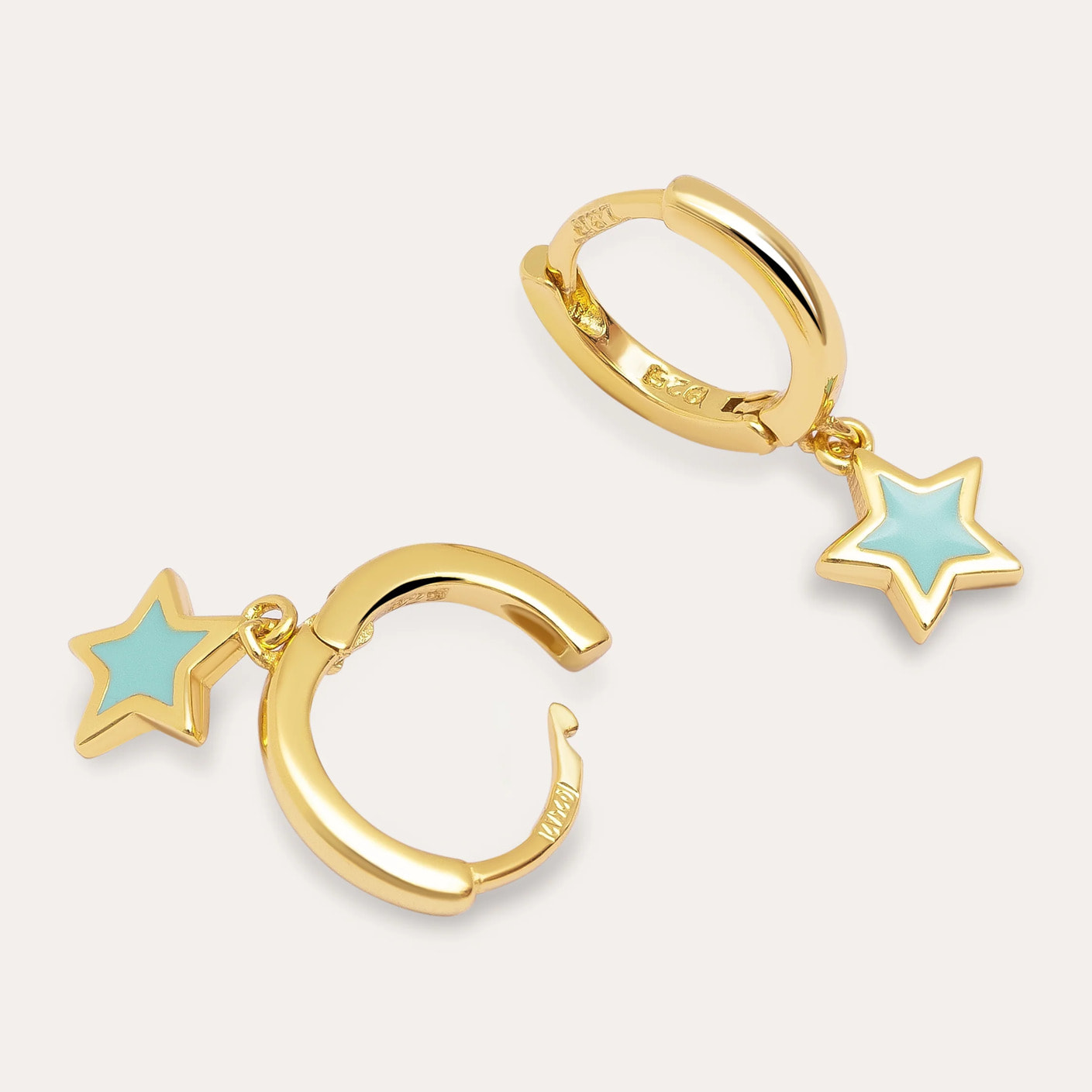 Orecchino Star Sky Enamel Argento Placcato Oro