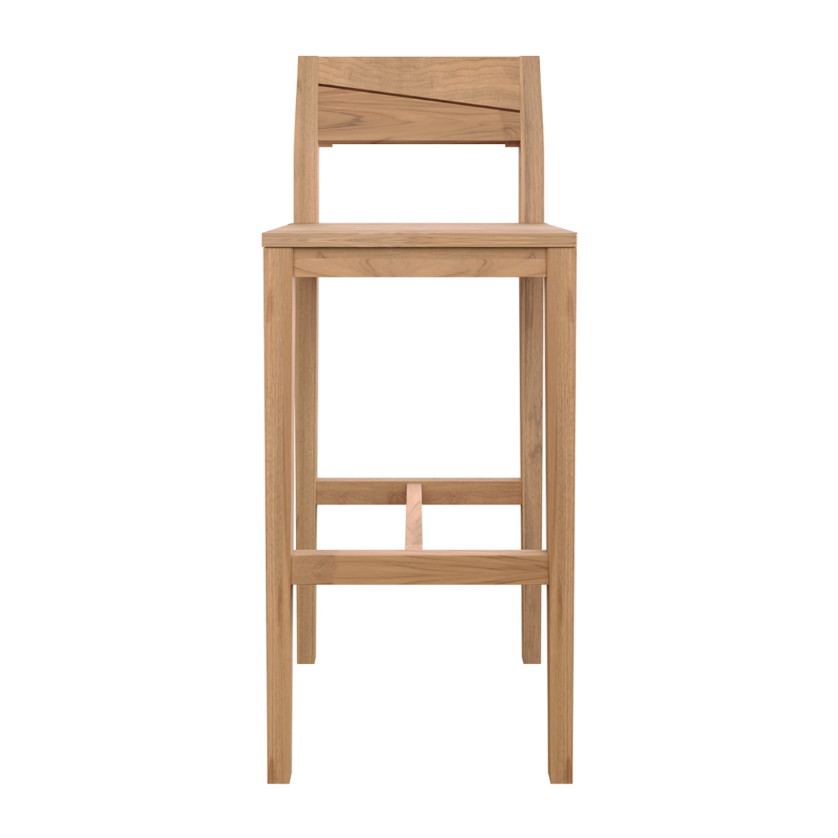 Lot de 2 chaises de bar extérieur en bois de teck massif - Tunga
