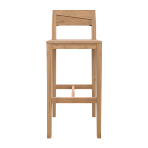 Lot de 2 chaises de bar extérieur en bois de teck massif - Tunga