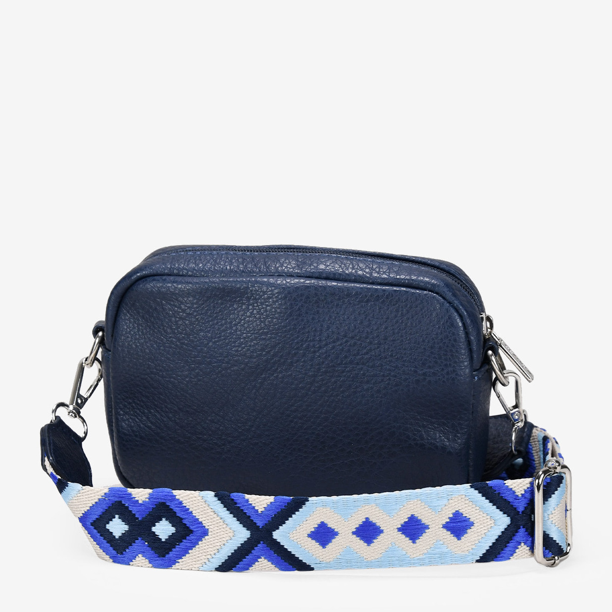 Bolso pequeño azul con asa bordada