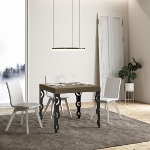 Mesa extensible 90x90/246 cm Karamay gris paloma patas antracita