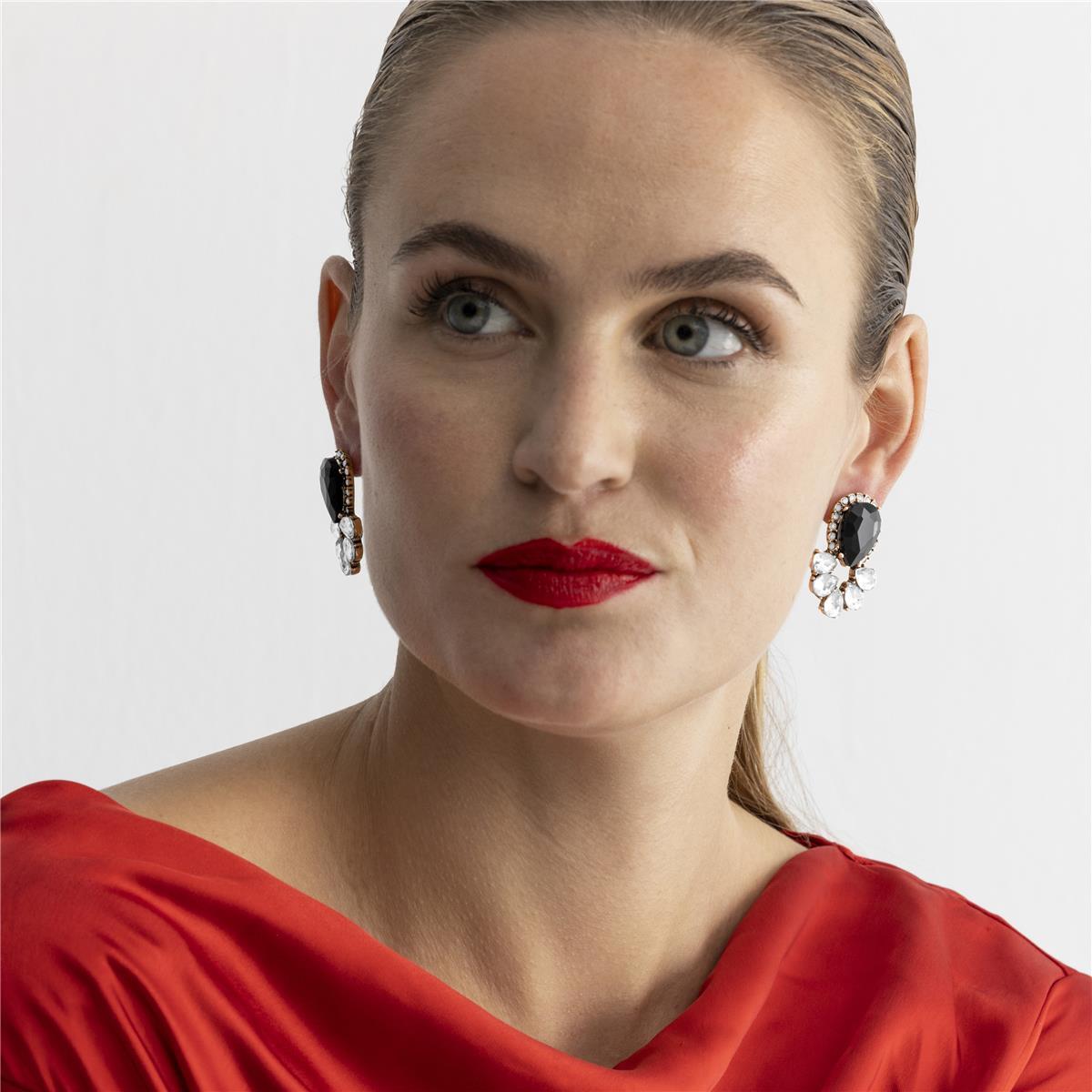 Pendientes con Cristal Multicolor acabado oro 18k