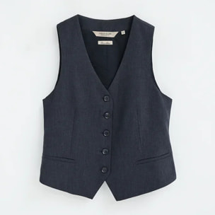Gilet Verona in lino blu marino regular fit con logo Polo Club