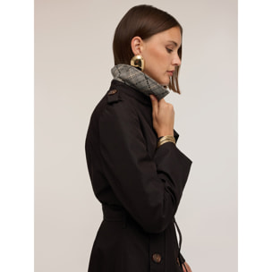 Motivi - Trench con cinturón de doble botonadura mezcla de algodón - Negro