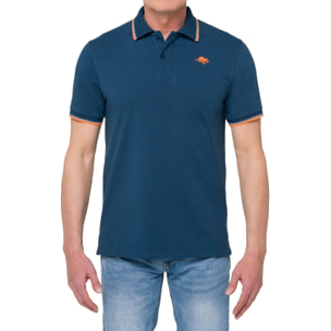 Polo con righine Hot Buttered Amak blu indigo.