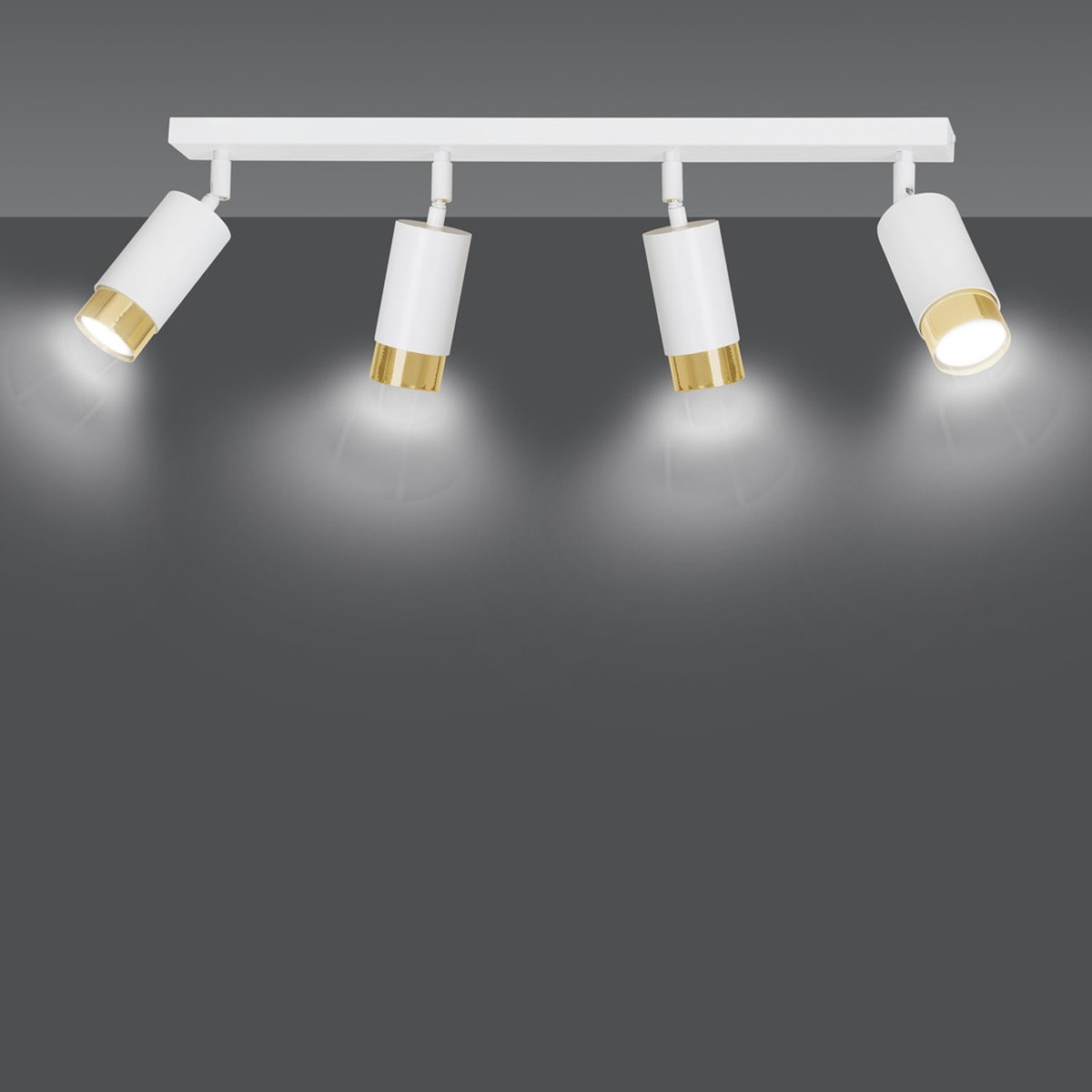 Faretto da soffitto Hiro in acciaio bianco e oro