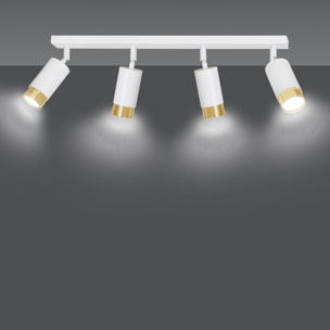 Faretto da soffitto Hiro in acciaio bianco e oro