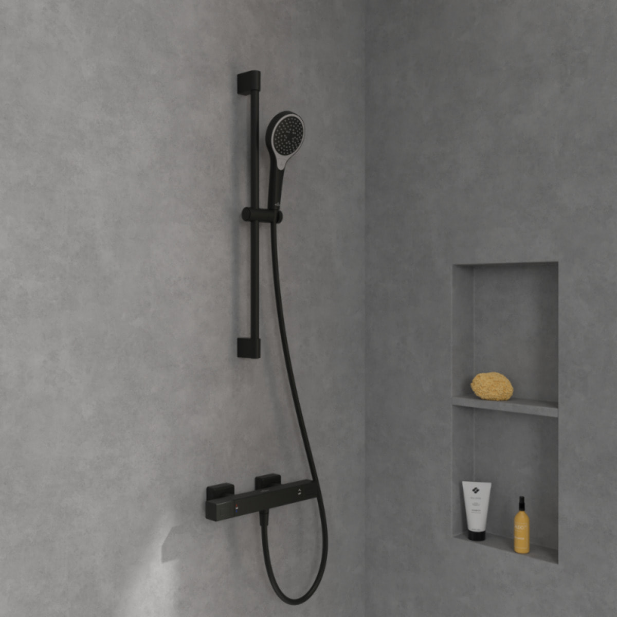 Mitigeur douche thermostatique Universal rectangle Noir mat
