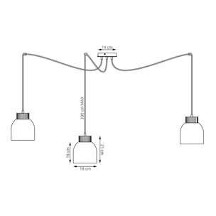 Lampada a sospensione KRU a tre luci in acciaio nero e legno