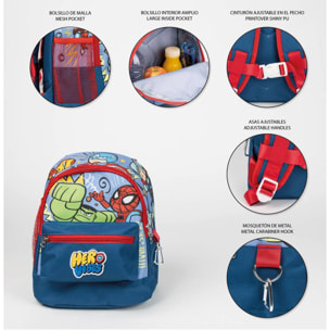 Mochila estilo trekking de avengers - multicolor - 23x27x15cm - fabricada con poliéster - mochila infantil con varios bolsillos - cinturón y asas aju