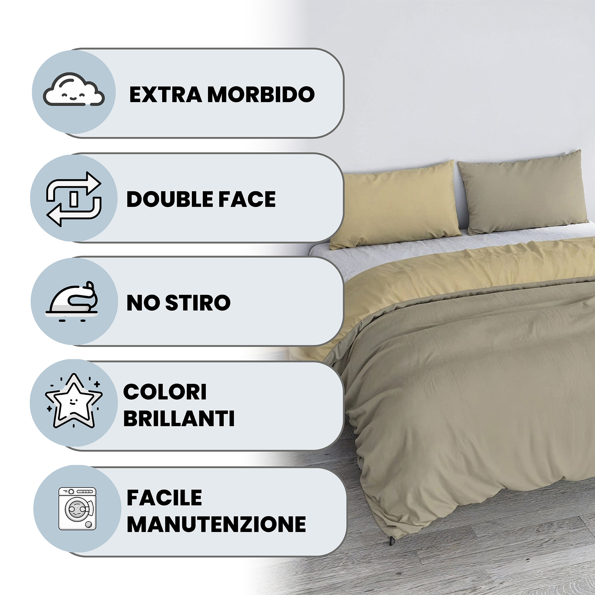 PARURE COPRIPIUMINO VERA - 100% Microfibra - Made in Italy