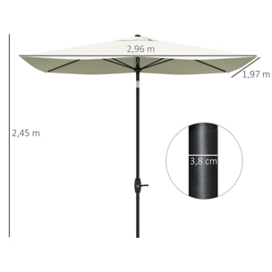 Sombrilla de Terraza Exterior 3x2 m Parasol de Terraza Exterior con Ángulo Ajustable Mástil de Aluminio y Protección UV 50+ Sombrilla para Jardín Patio Beige