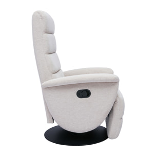 Fauteuil pivotant relax manuel en tissu chenille beige NELSON