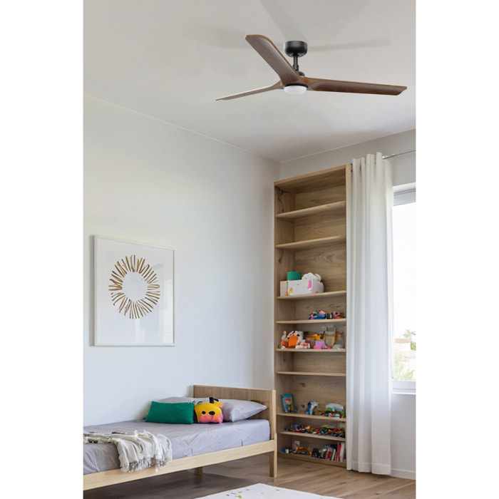 HEYWOOD L LED Ventilateur de plafond noir/noyer TUYA