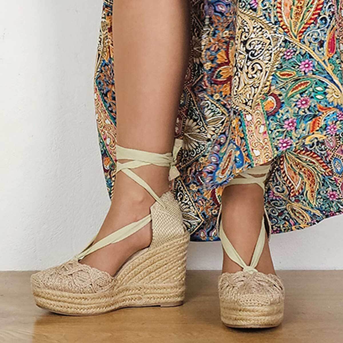 Alpargata De Cuña - Beige - Altura: 10 Cm