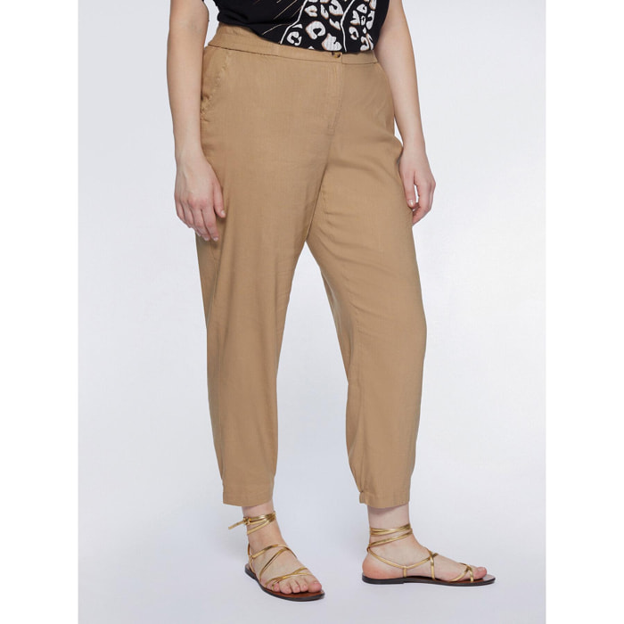 Fiorella Rubino - Pantalones rectos en lino y viscosa - Beige