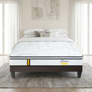 Ensemble Matelas Reina 2.0 & Sommier KIT15, 26 cm, Ressorts Ensachés et Mémoire de Forme, technologie Tri-Lattes, Soutien Ferme