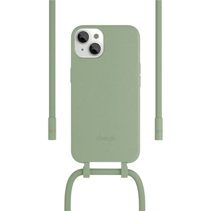 Coque avec cordon WOODCESSORIES iPhone 14 Plus Tour de cou vert