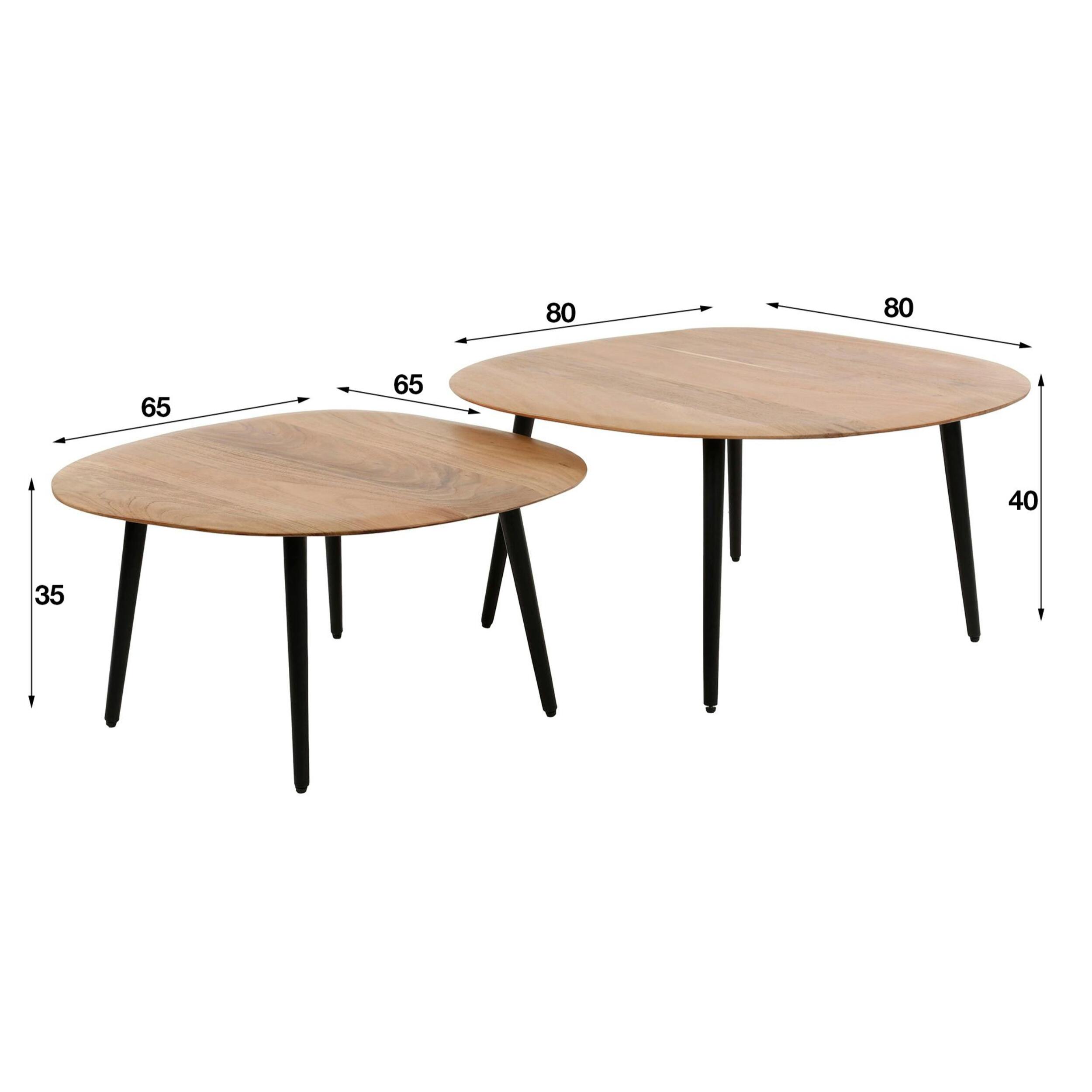 Table basse en bois d'acacia forme galet (lot de 2) MELBOURNE