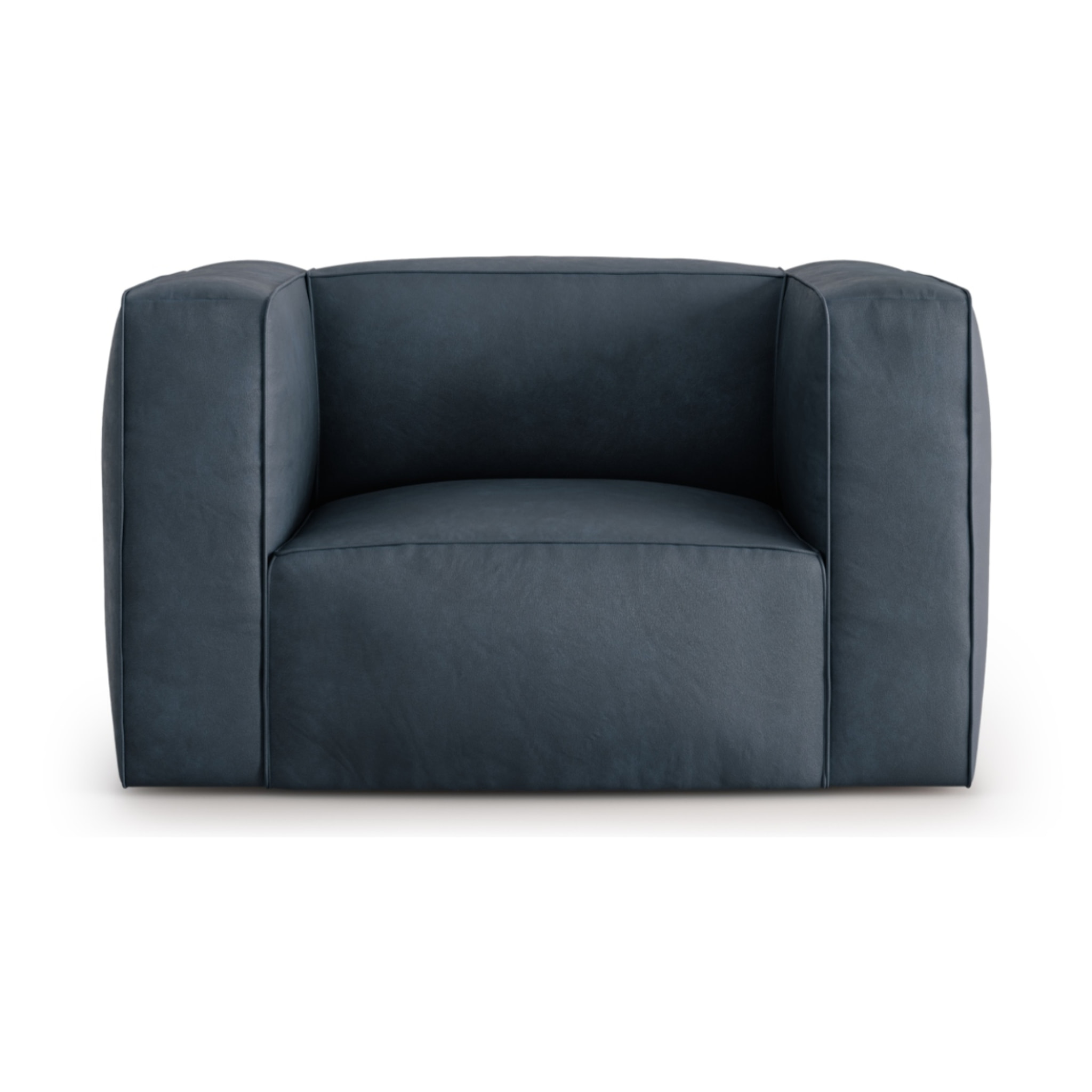 Fauteuil "Muse" en cuir véritable bleu