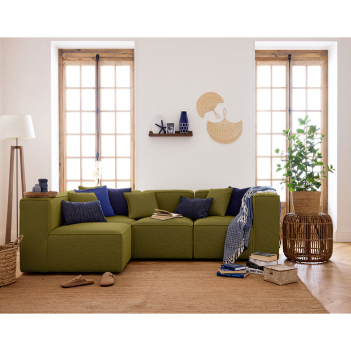 Arty - module d'assise droit - en tissu mailles 3D - Vert Olive