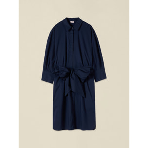 Oltre - Vestido de popelín con fajín - Azul