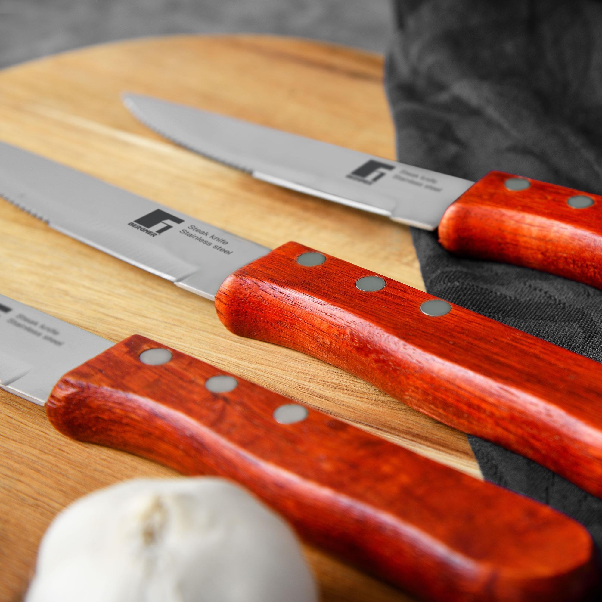 Bergner LOVERS Set de 4 Cuchillos BBQ en acero inoxidable
