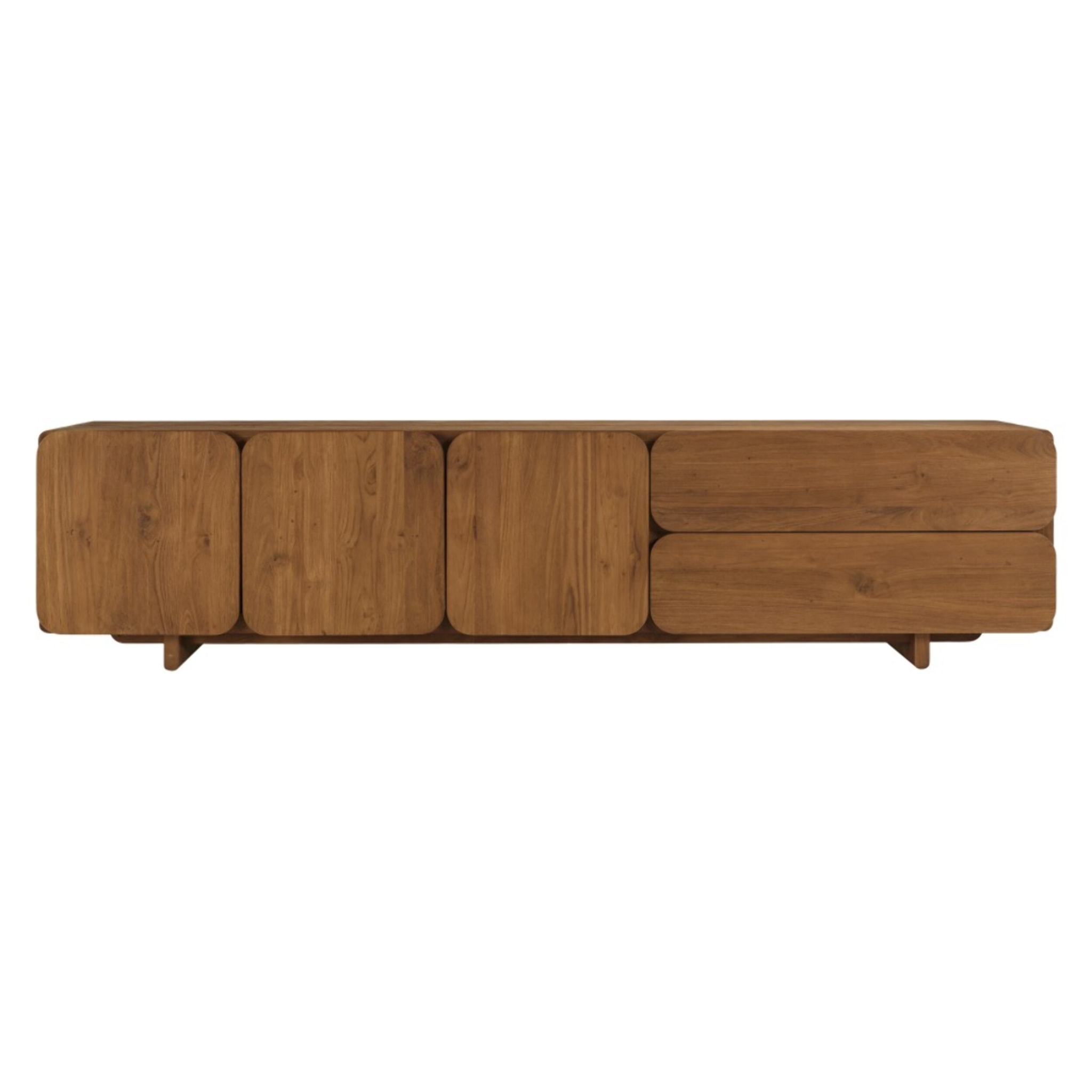 SIXTINE - Buffet 3 portes 2 tiroirs 200x48cm en bois de teck recyclé
