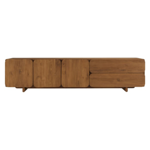 SIXTINE - Buffet 3 portes 2 tiroirs 200x48cm en bois de teck recyclé