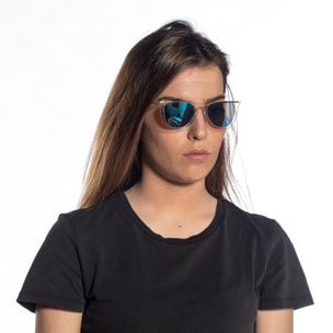 Gafas de sol PALO ALTO ARLES - Blanco transparente / Espejo azul cielo y patillas de metal dorado mate