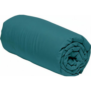 Drap housse 100% percale de coton 80fils uni - bleu emeraude