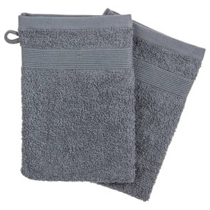 Lot de 2 gants de toilette gris 15x21cm