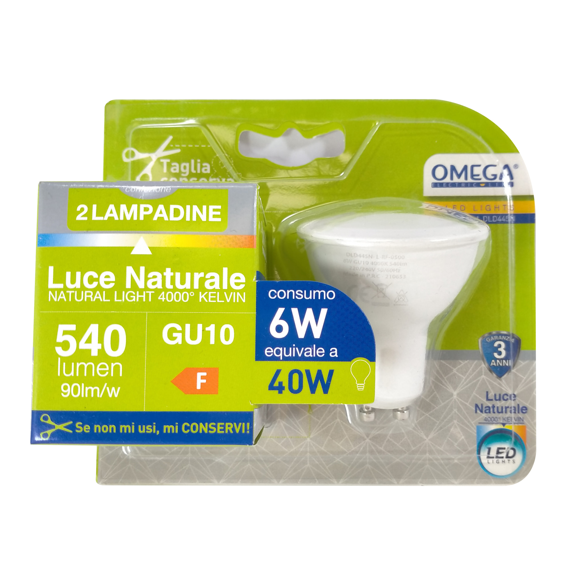 OMEGA Set 6 pezzi faretto led gu10 6w 540lm 4000k GU10
